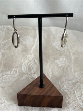 Anne Klein Polished Silver Oval Drop Earrings